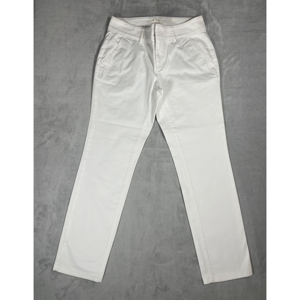 LOFT Chino Pants Women 4 White Straight Leg Stretch Casual Trousers